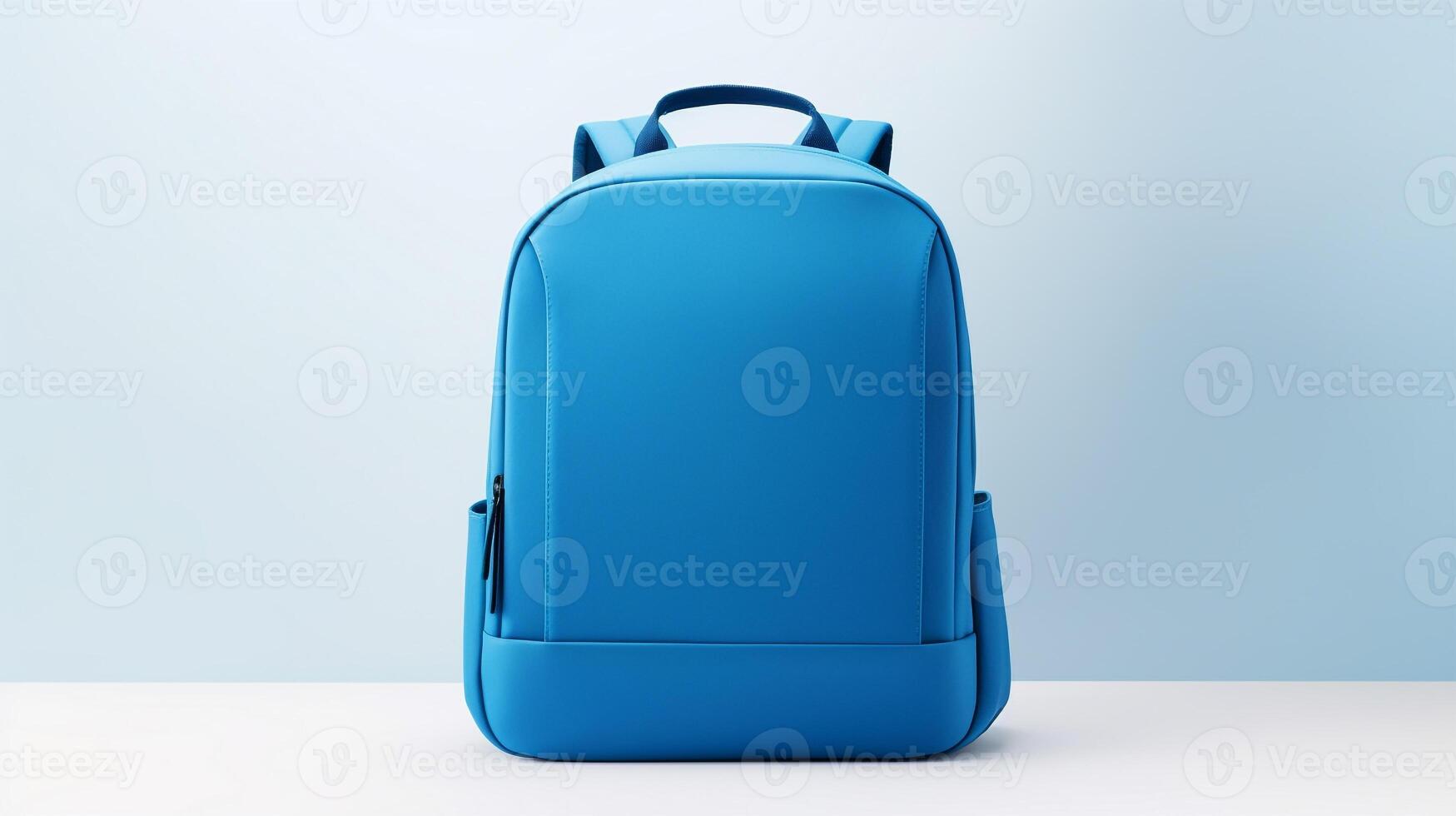ai generado azul Moda mochila bolso aislado en blanco antecedentes con Copiar espacio para anuncio publicitario. ai generado foto