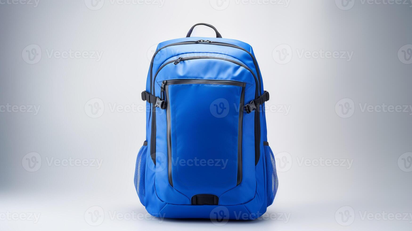 ai generado azul ciclismo mochila bolso aislado en blanco antecedentes con Copiar espacio para anuncio publicitario. ai generado foto