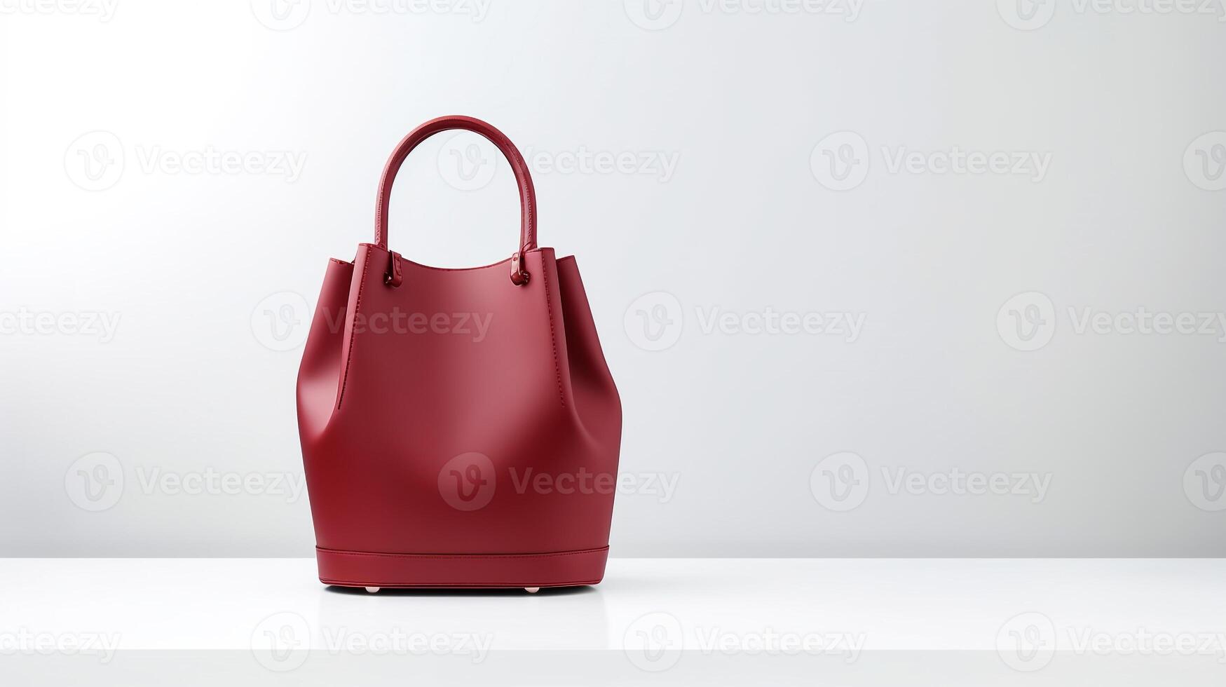 AI generated Burgundy Bucket Bag isolated on white background with copy space for advertisement. AI Generated photo