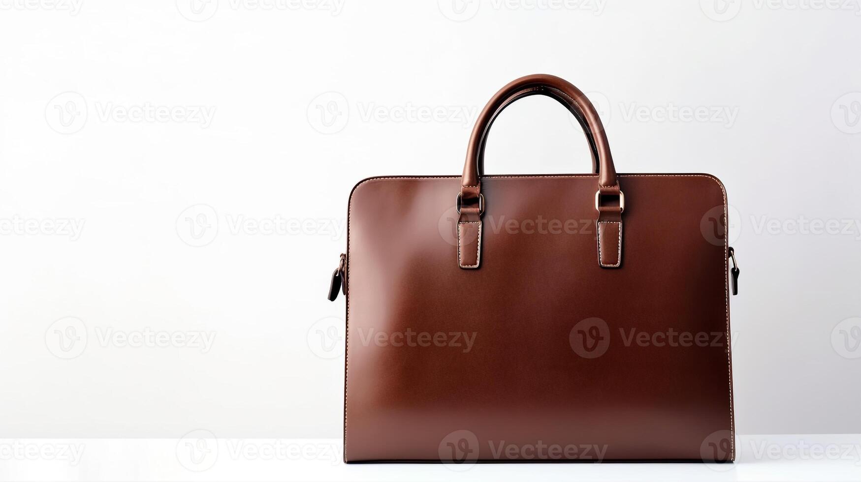 AI generated Brown Leather Bag isolated on white background with copy space for advertisement. AI Generated photo