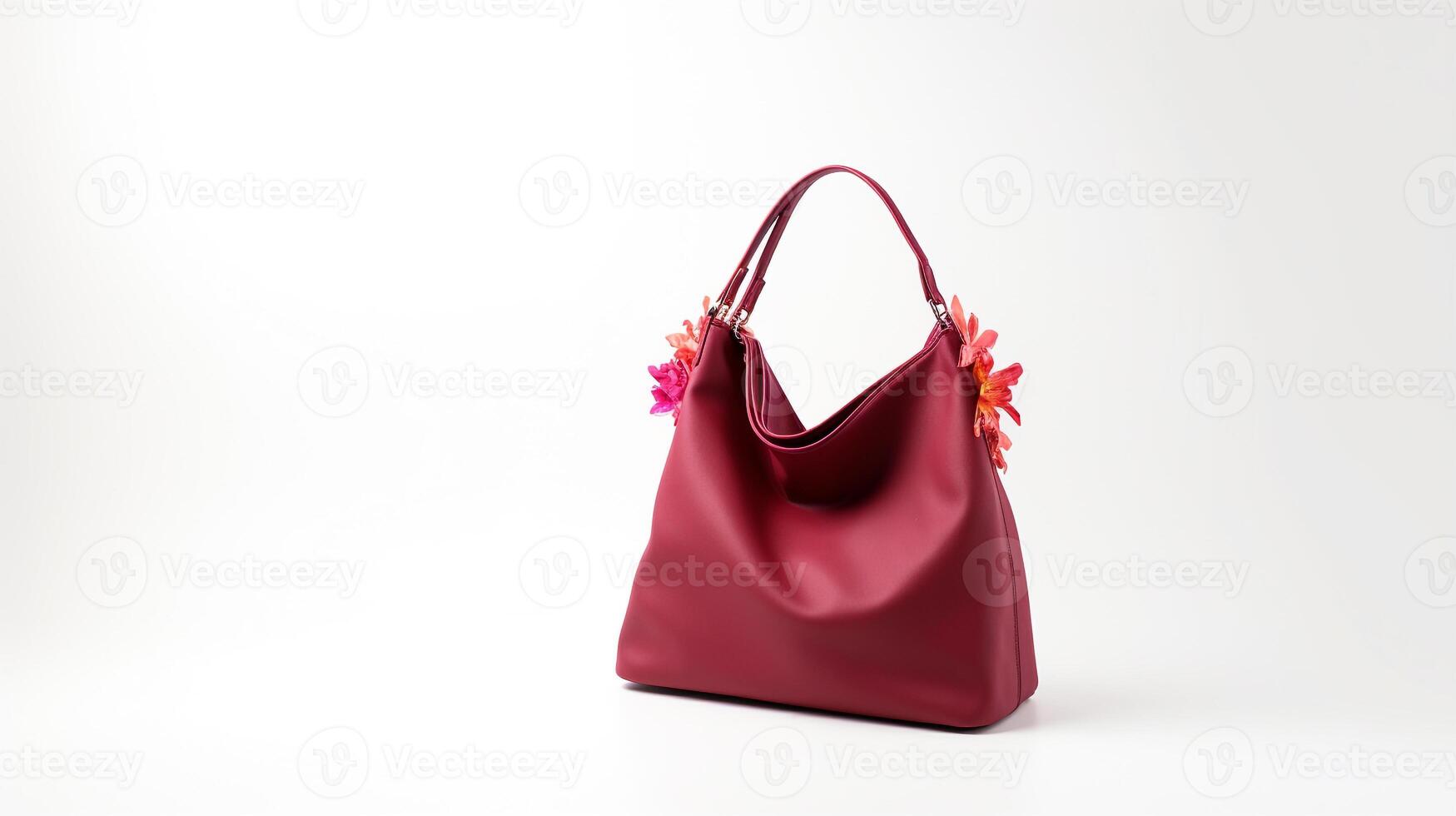 AI generated Burgundy Hobo Bag isolated on white background with copy space for advertisement. AI Generated photo