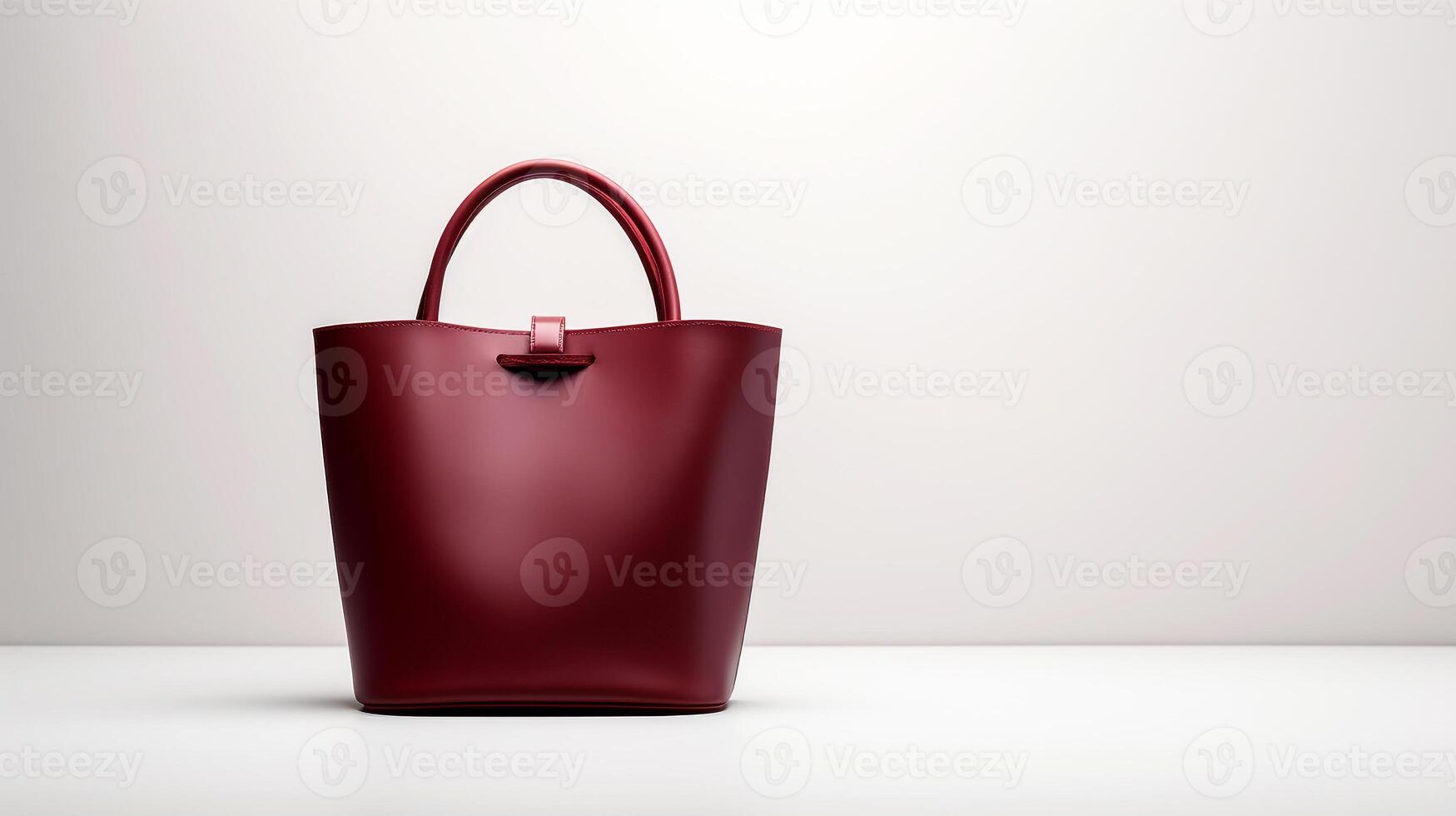 AI generated Burgundy Bucket Bag isolated on white background with copy space for advertisement. AI Generated photo