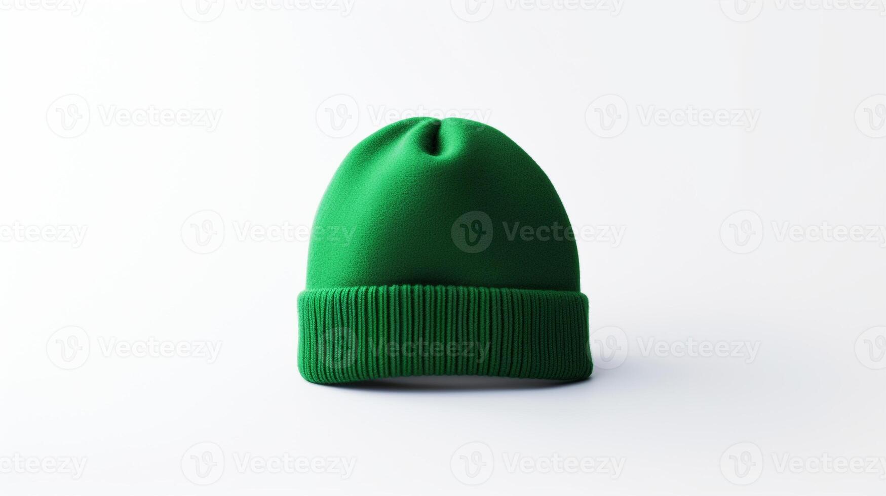 AI generated Photo of Green Beanie cap isolated on white background. AI Generated