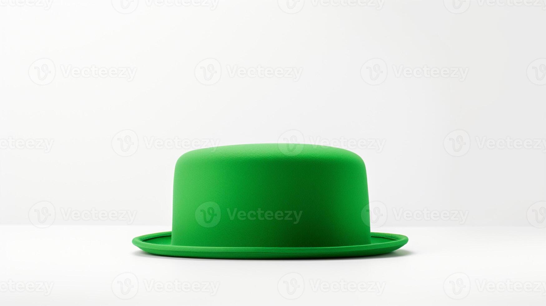 AI generated Photo of Green Pork Pie Hat isolated on white background. AI Generated