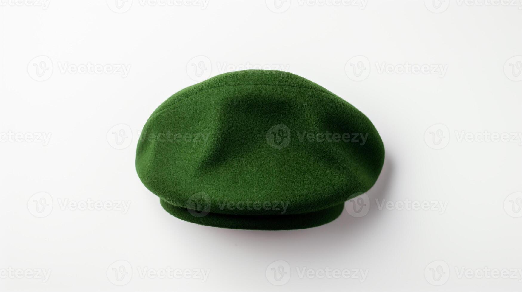 AI generated Photo of Green Beret Hat isolated on white background. AI Generated