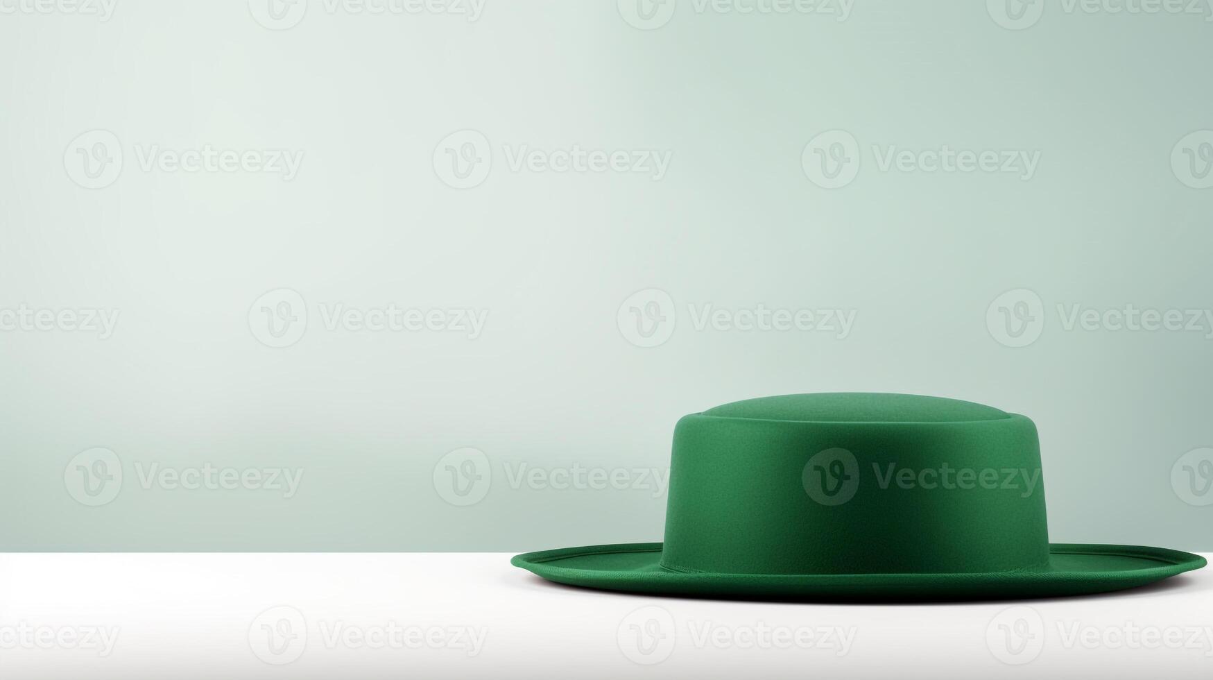 AI generated Photo of Green Boater Hat isolated on white background. AI Generated