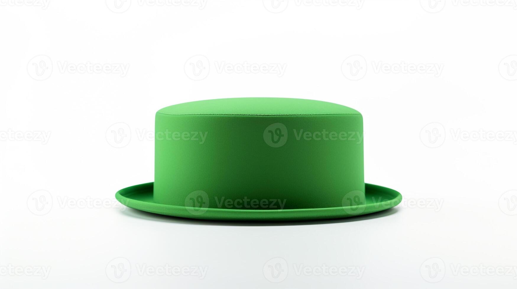 AI generated Photo of Green Pork Pie Hat isolated on white background. AI Generated