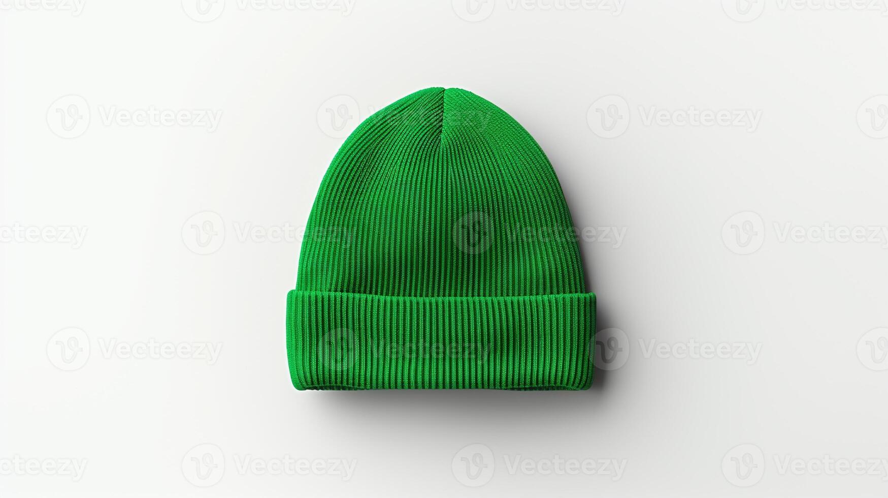 AI generated Photo of Green Beanie cap isolated on white background. AI Generated