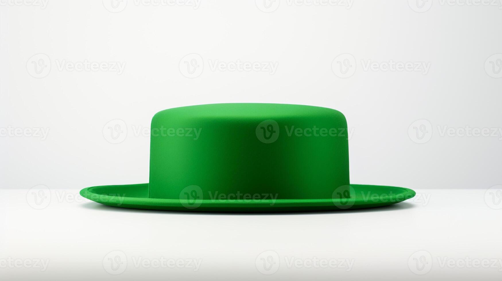AI generated Photo of Green Pork Pie Hat isolated on white background. AI Generated
