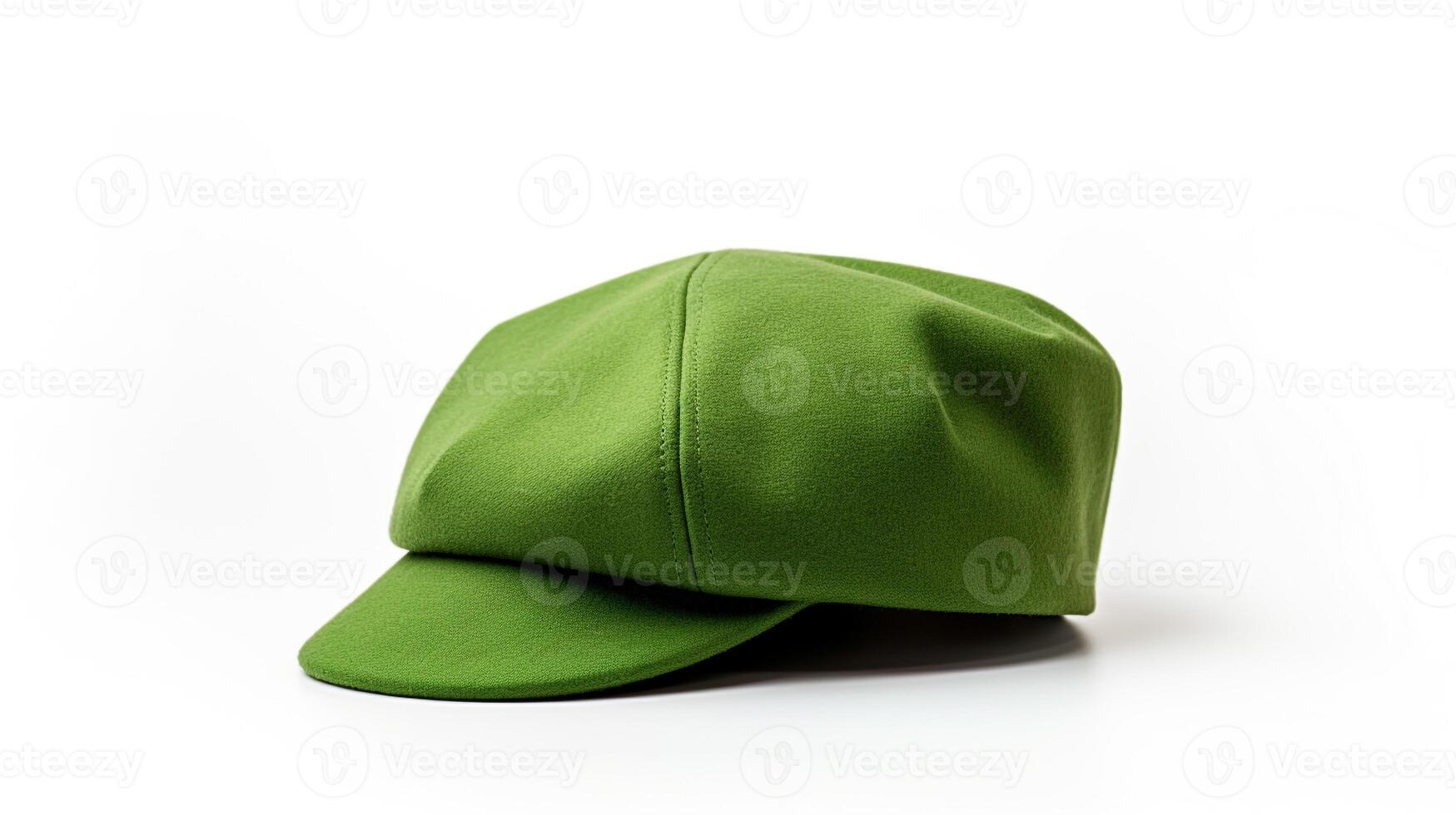 AI generated Photo of Green Flat Cap isolated on white background. AI Generated