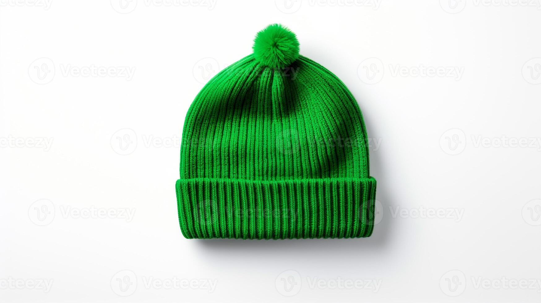 AI generated Photo of Green Beanie cap isolated on white background. AI Generated