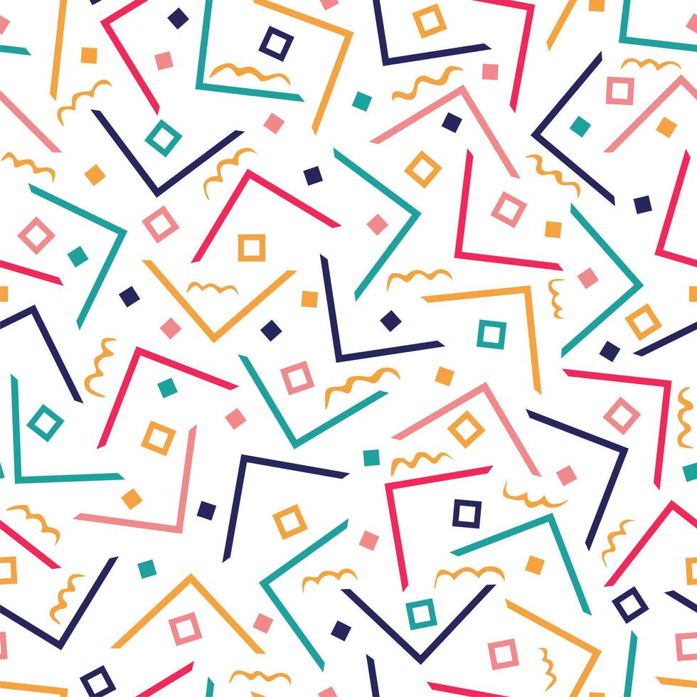 Vector Seamless Color Lines, corners and squares Pattern Background
