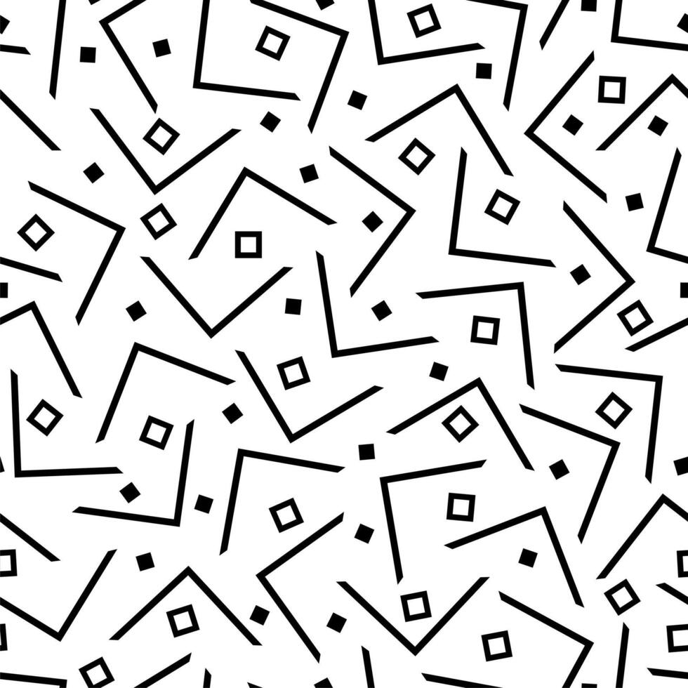 Seamless pattern black squares and lines, corners vector