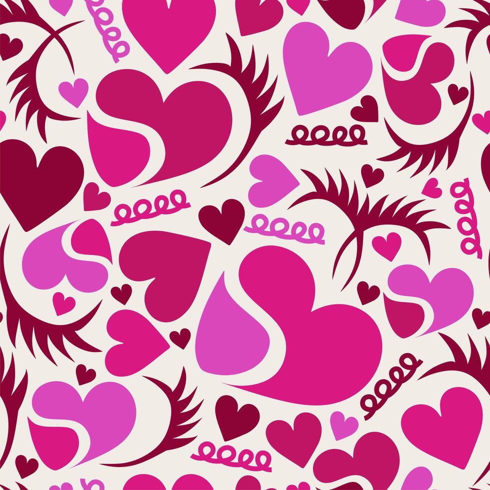 Pink and violet hearts seamless pattern. Vector illustration