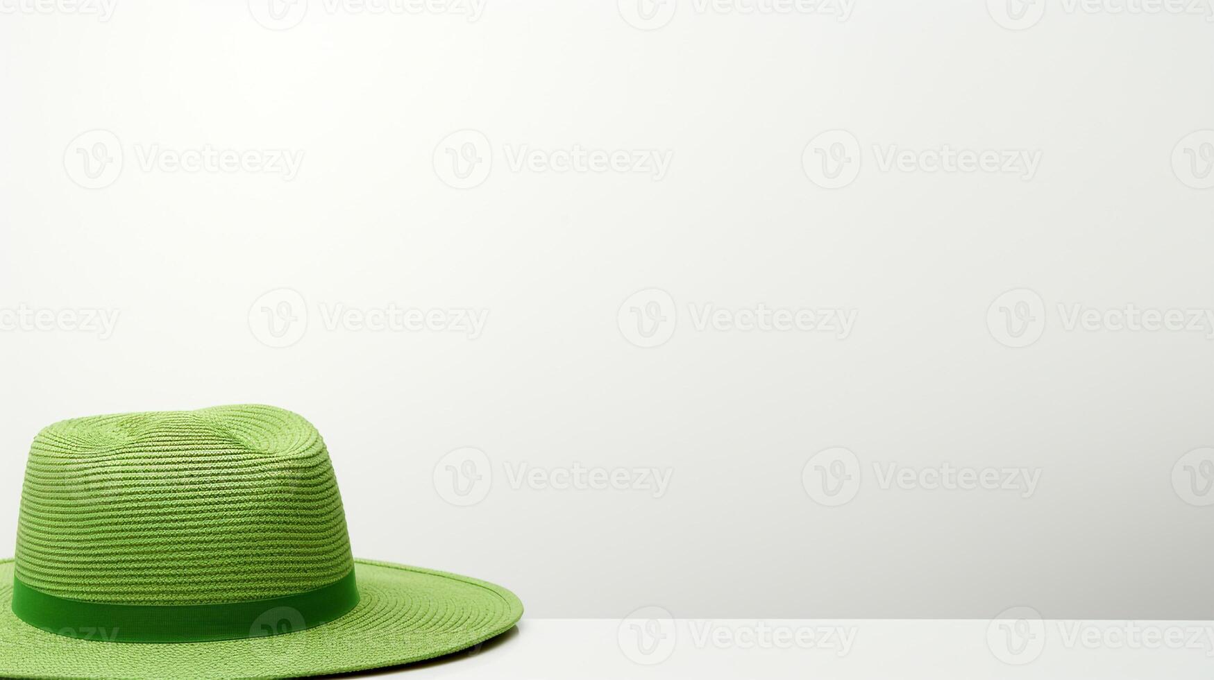 AI generated Photo of Green Straw hat isolated on white background. AI Generated