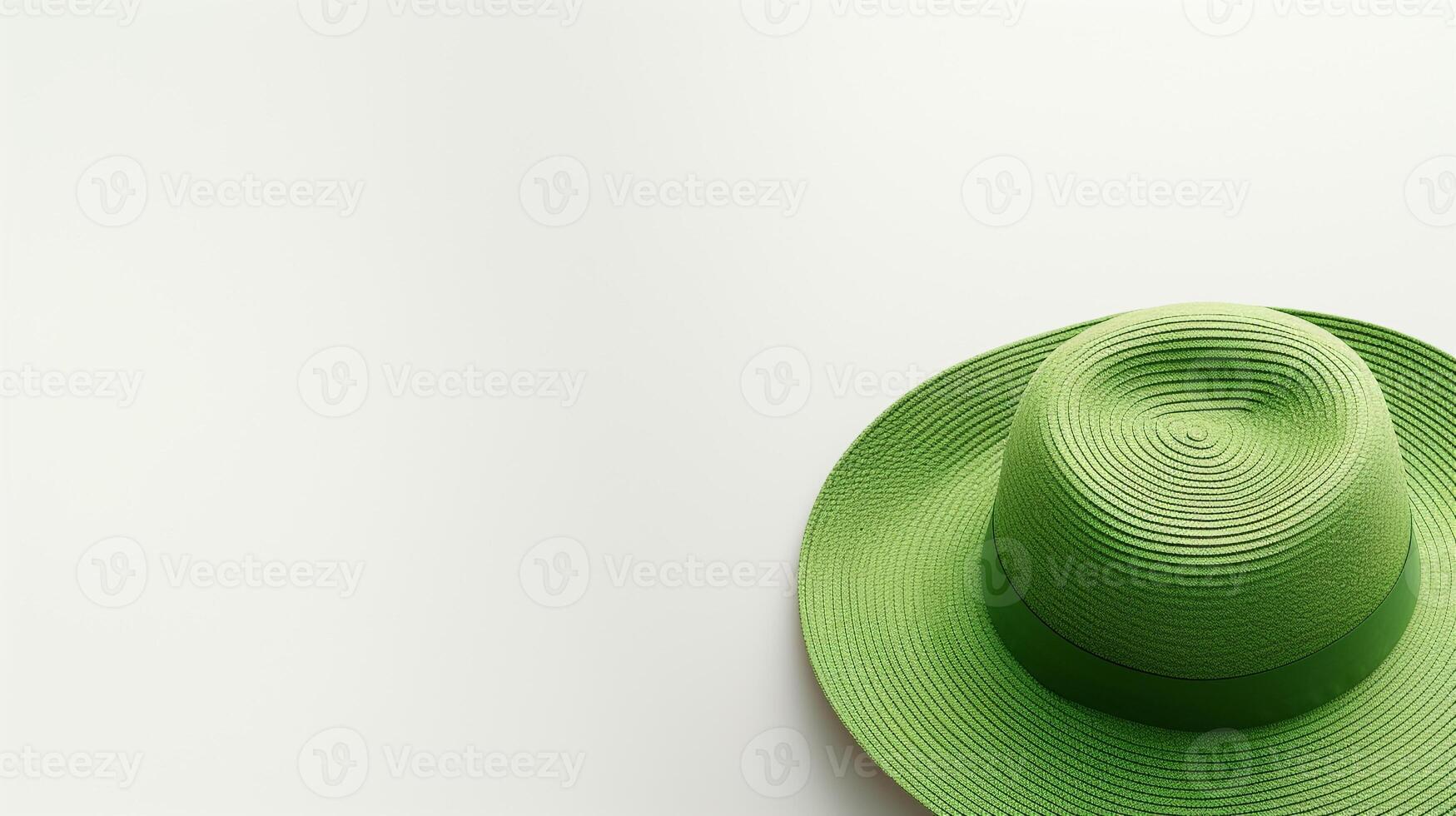 AI generated Photo of Green Straw hat isolated on white background. AI Generated