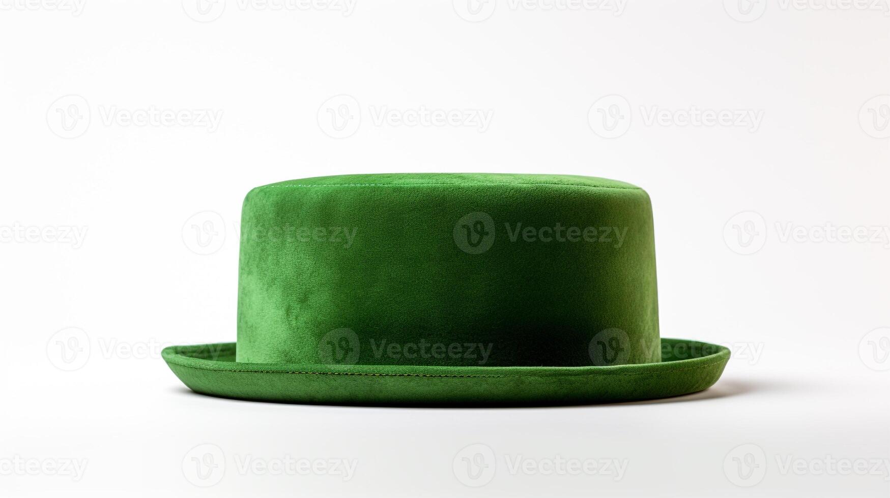 AI generated Photo of Green Pork Pie Hat isolated on white background. AI Generated