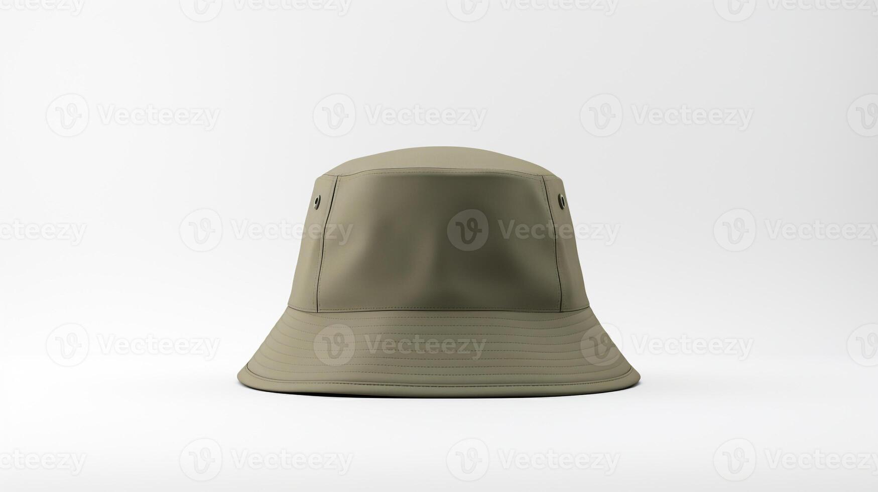AI generated Photo of Khaki Bucket Hat isolated on white background. AI Generated