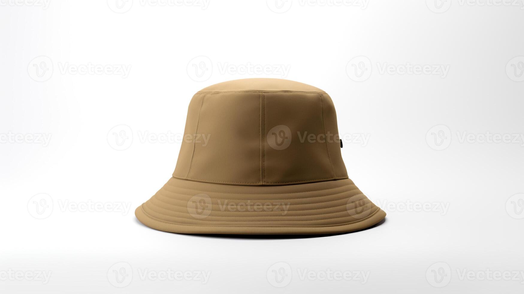 AI generated Photo of Khaki Bucket Hat isolated on white background. AI Generated