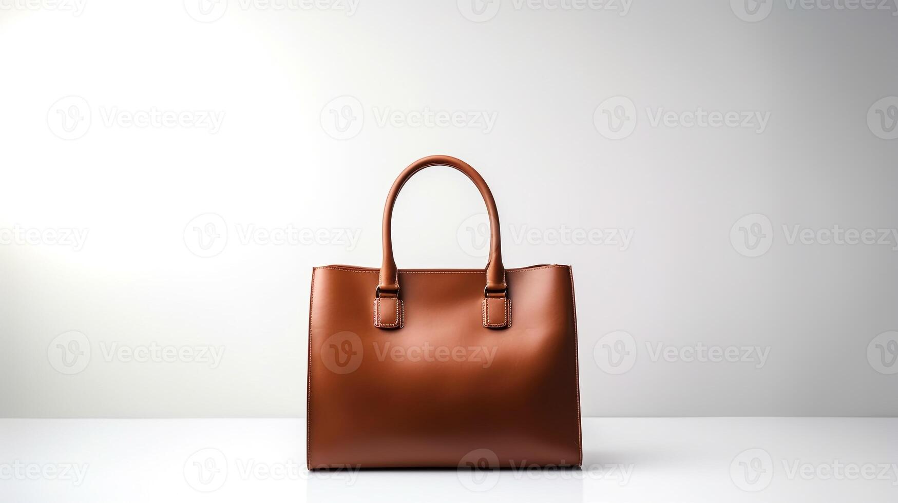 AI generated Brown Leather Bag isolated on white background with copy space for advertisement. AI Generated photo