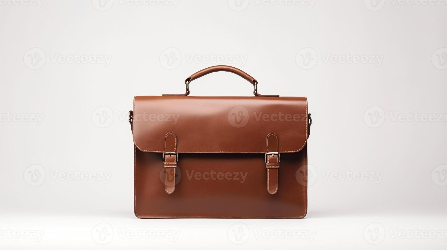 AI generated Brown Satchel Bag isolated on white background with copy space for advertisement. AI Generated photo