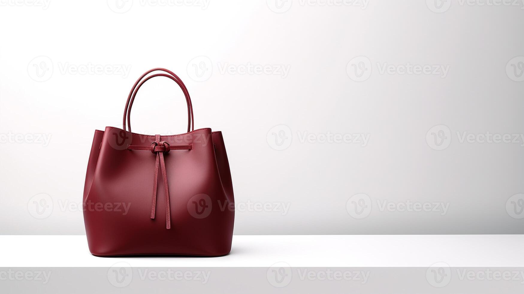 AI generated Burgundy Bucket Bag isolated on white background with copy space for advertisement. AI Generated photo