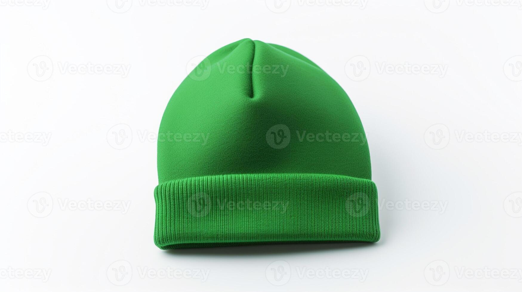 AI generated Photo of Green Beanie cap isolated on white background. AI Generated