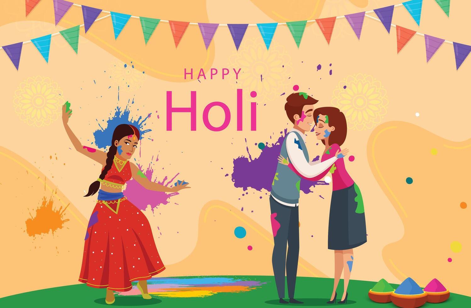 Colorful Happy Holi Background for Festival of Colors celebration greetings vector