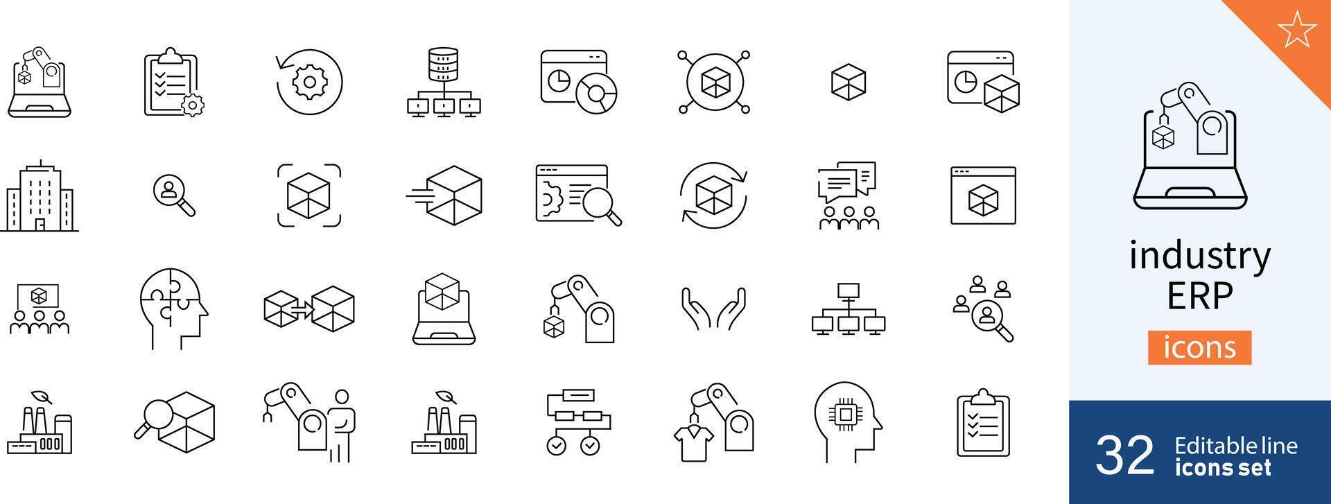 industria íconos píxel Perfecto. datos, finanzas, computadora, .... vector