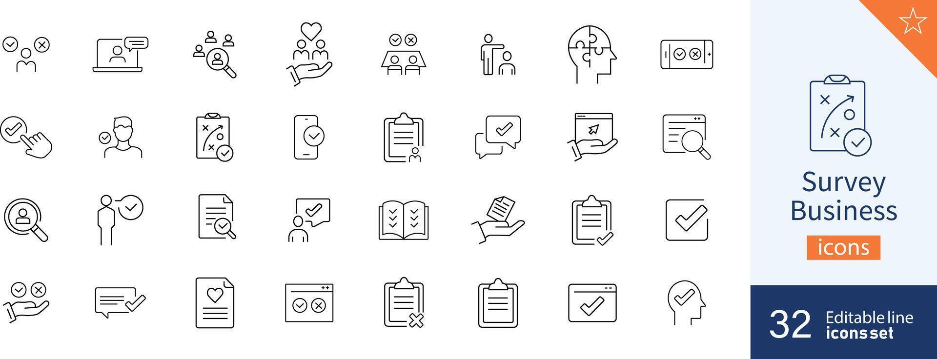 Survey icons Pixel perfect. Document, form, support, .... vector