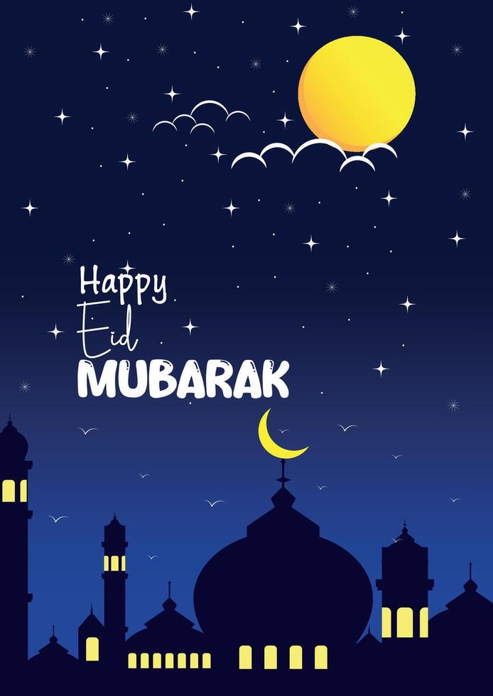Happy Eid Mubarak Greeting Poster Vector. vector