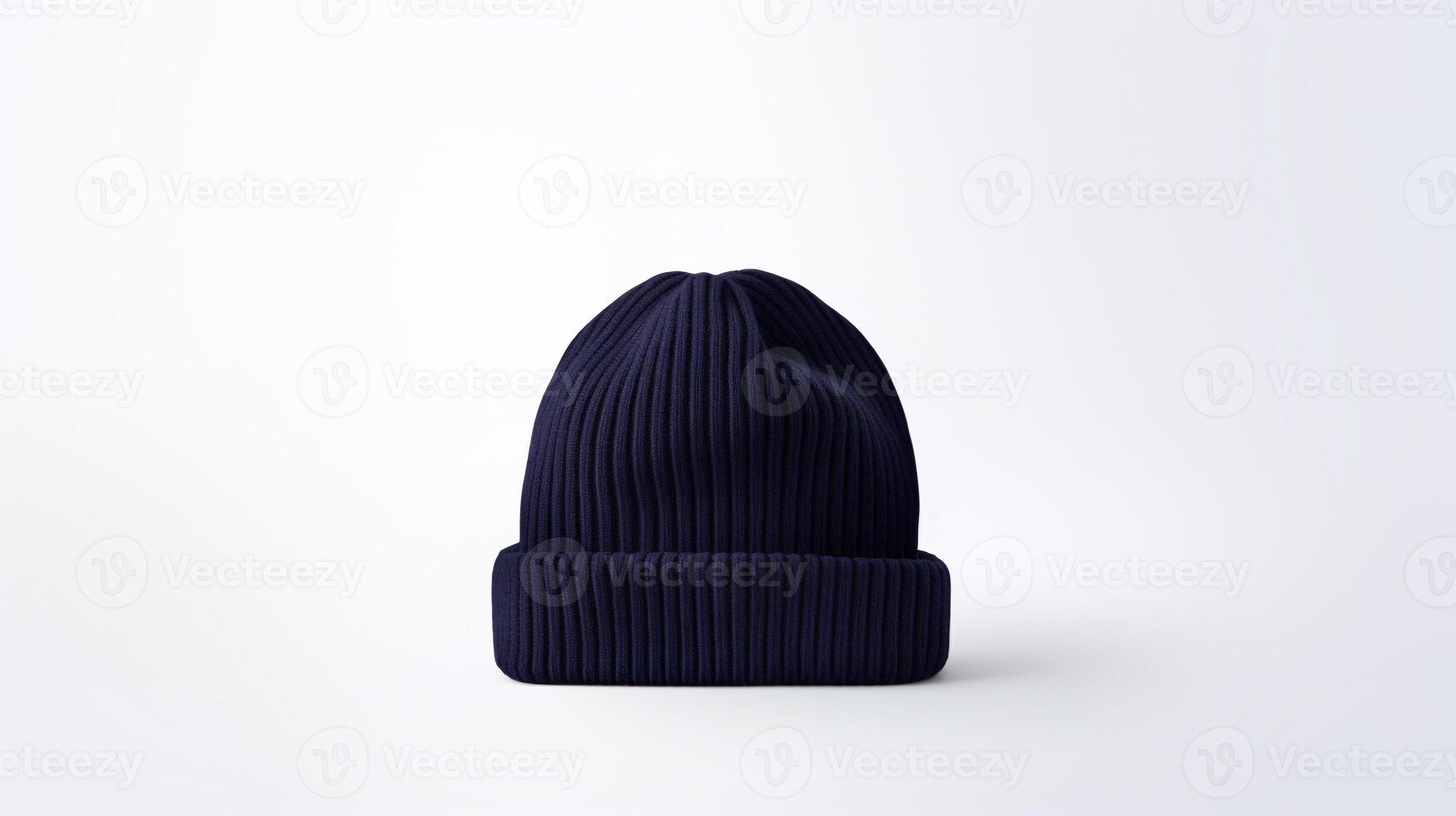 AI generated Photo of Navy Blue Beanie cap isolated on white background. AI Generated