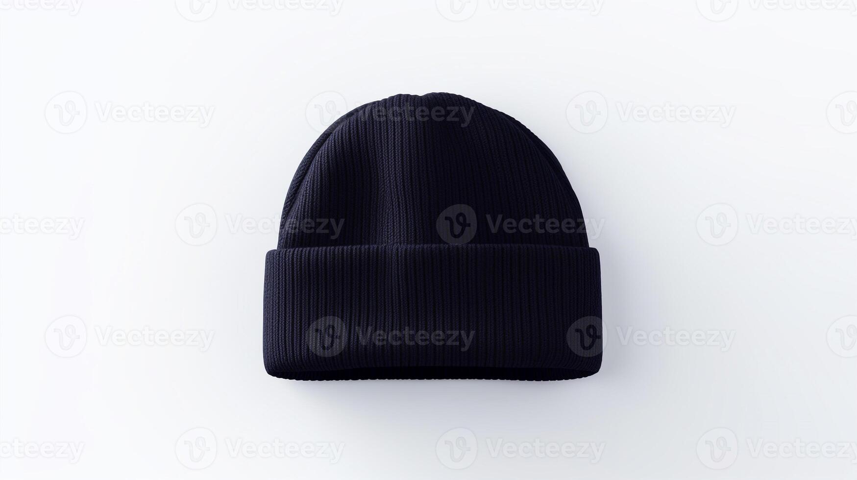 AI generated Photo of Navy Blue Beanie Hat isolated on white background. AI Generated