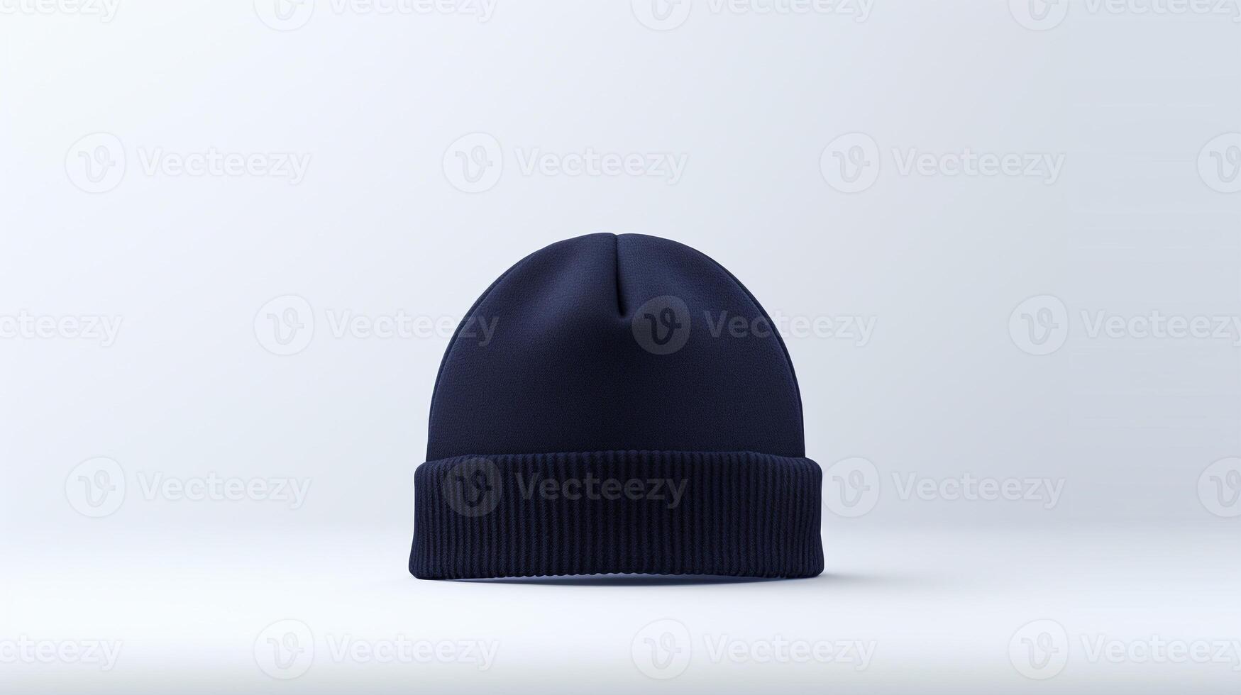 AI generated Photo of Navy Blue Beanie Hat isolated on white background. AI Generated