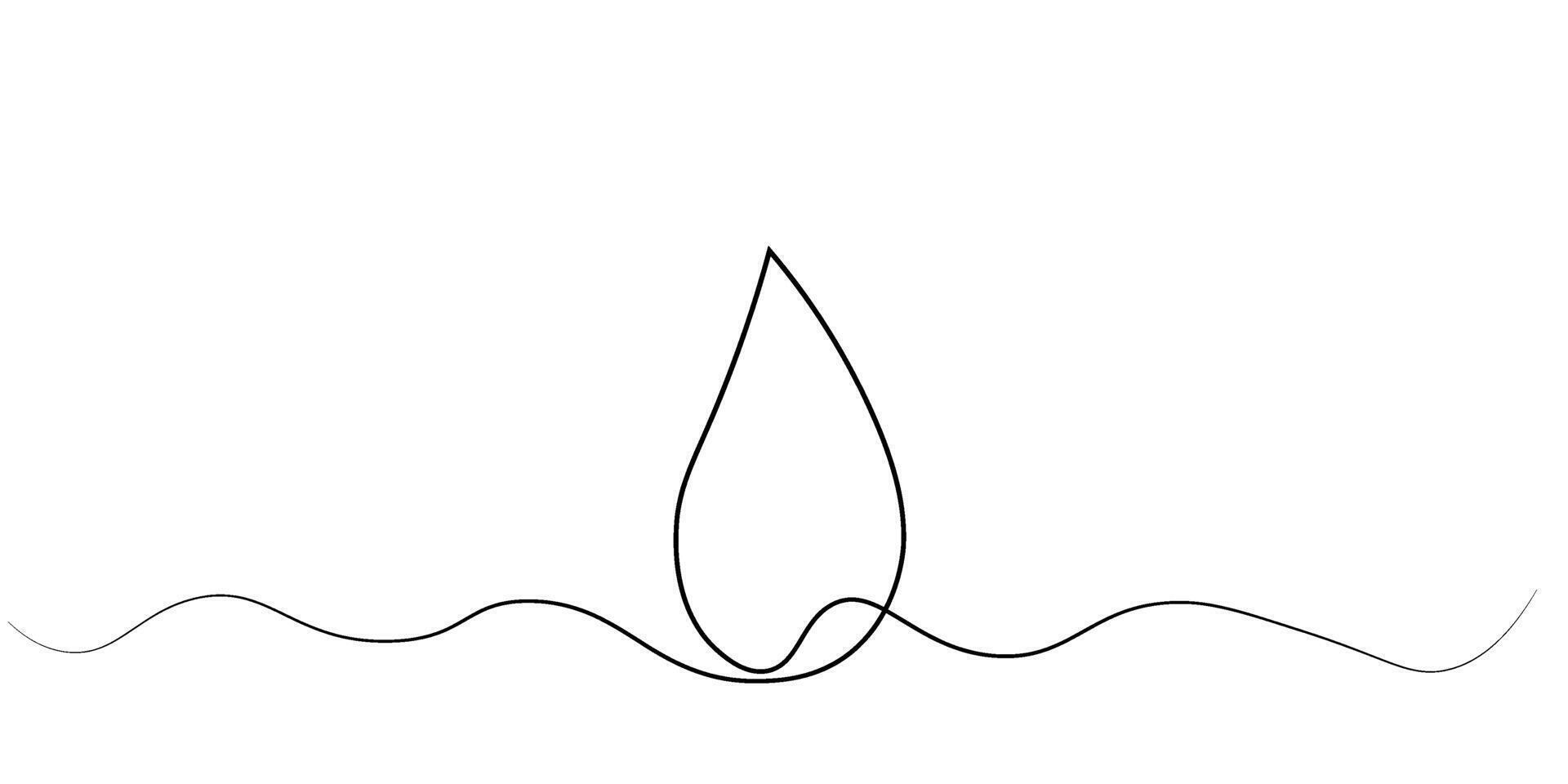 Continuous drawing line with Water Drop outline isolated on a transparent background. World Water Day. Black line vector illustration. Vector illustration