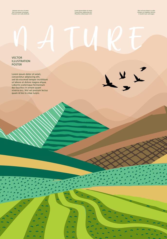 Nature and landscape, contemporary artistic poster. vector