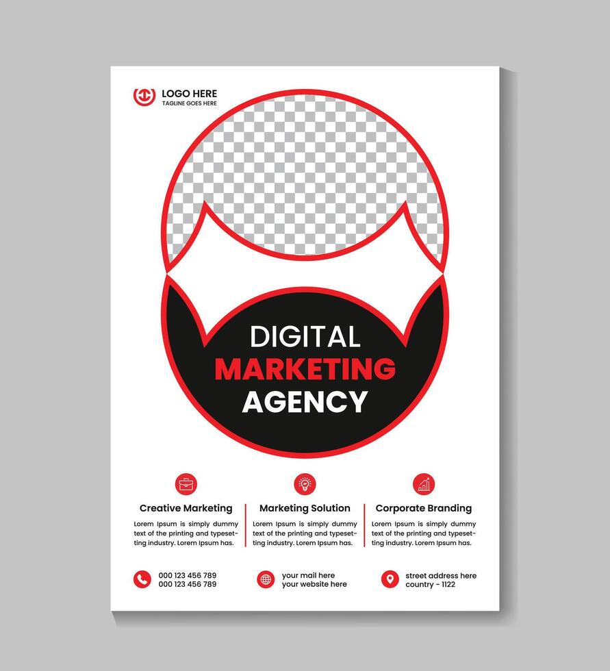 Corporate digital marketing agency flyer design template vector