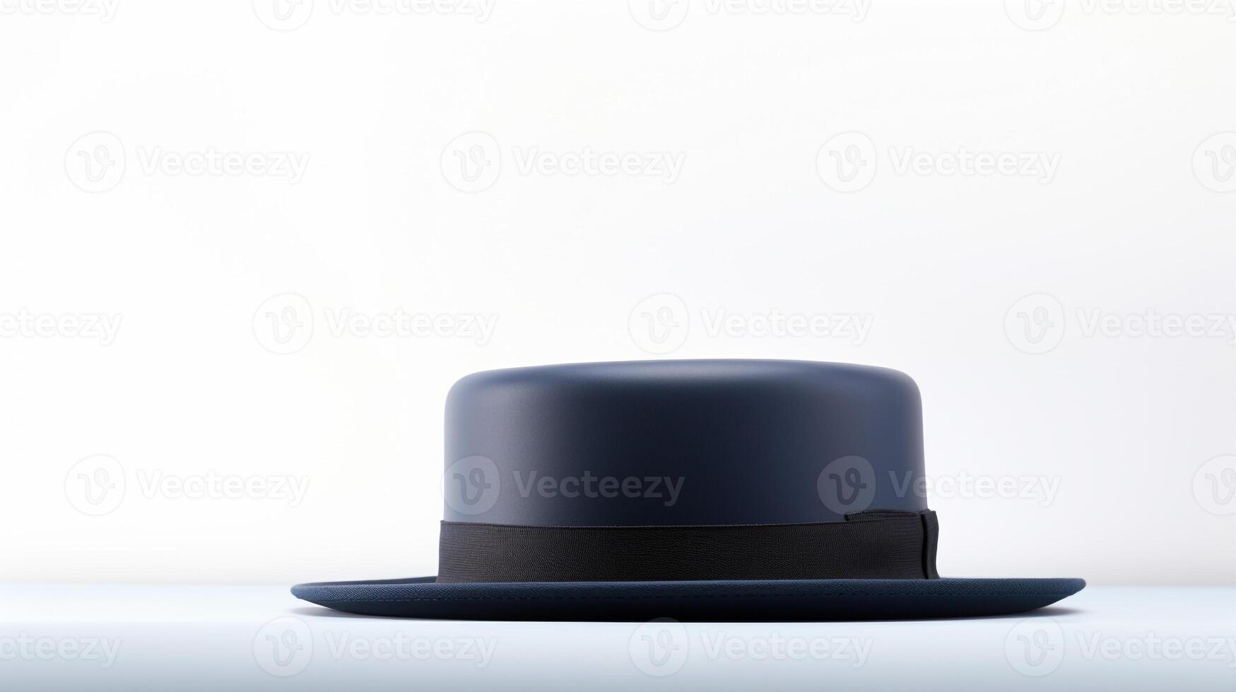 AI generated Photo of Navy Blue Boater Hat isolated on white background. AI Generated