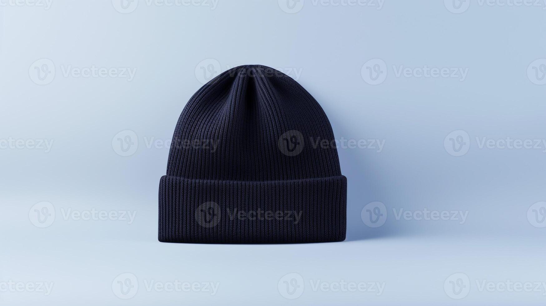 AI generated Photo of Navy Blue Beanie Hat isolated on white background. AI Generated