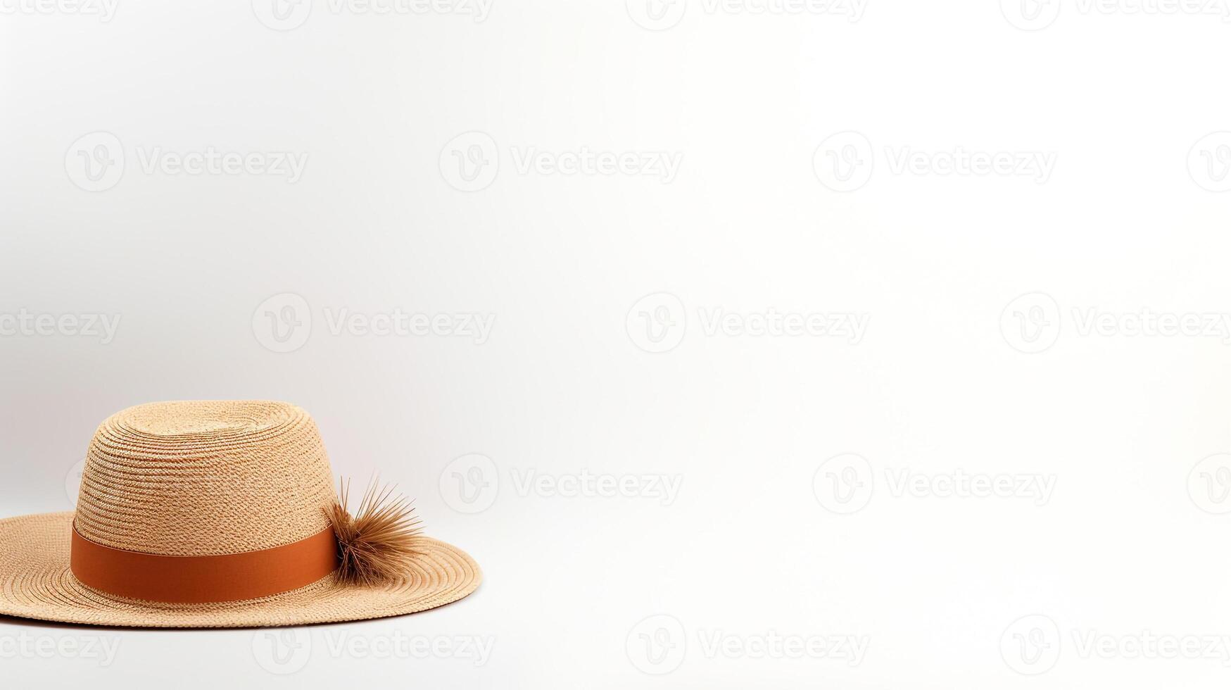 ai generado foto de natural Paja sombrero aislado en blanco antecedentes. ai generado