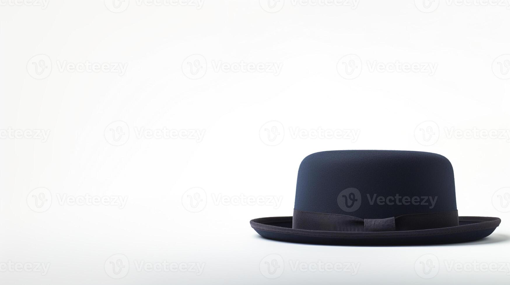 AI generated Photo of Navy Blue Bowler Hat isolated on white background. AI Generated