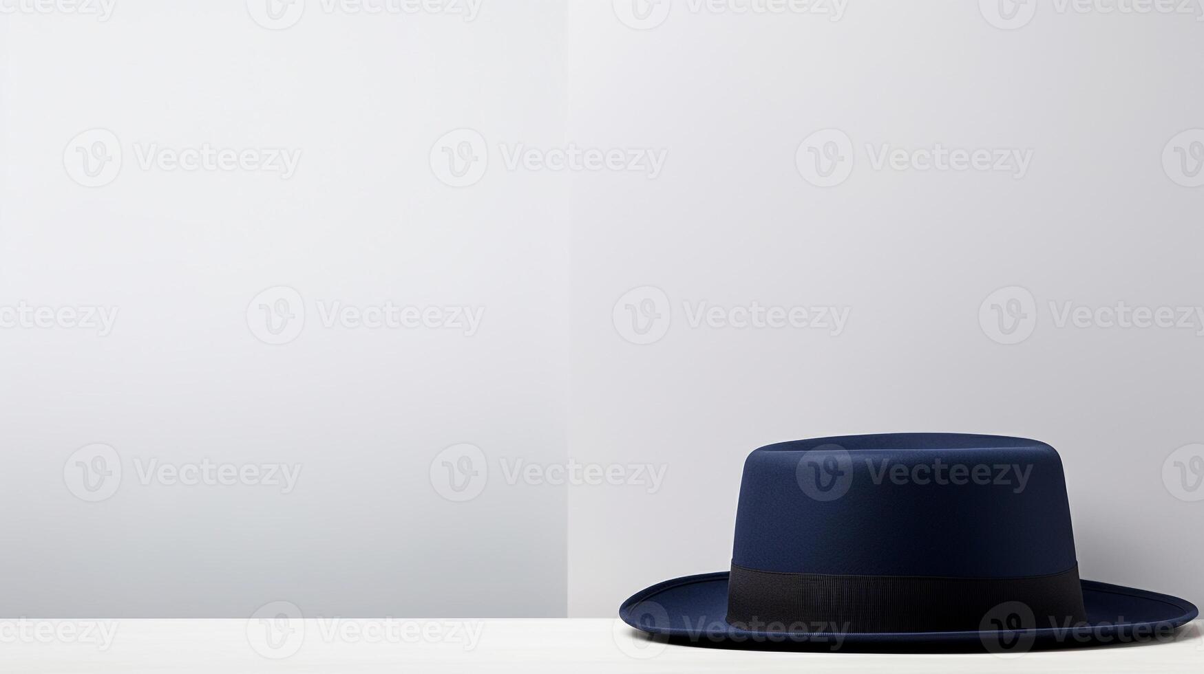 AI generated Photo of Navy Blue Boater Hat isolated on white background. AI Generated