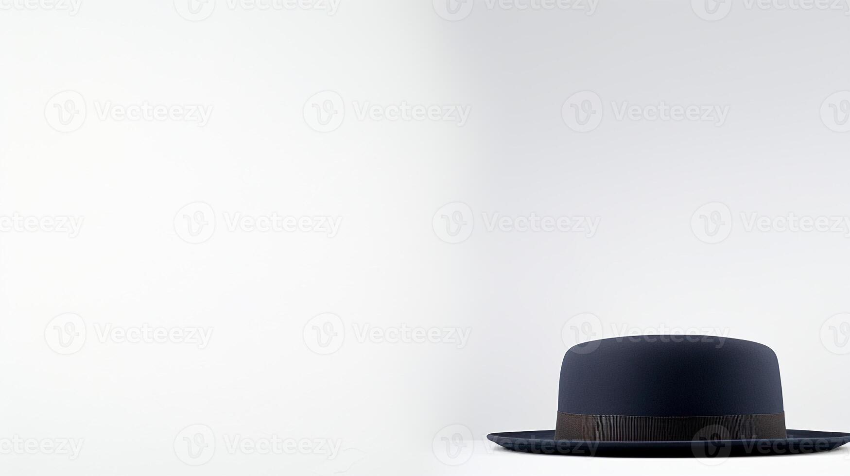 AI generated Photo of Navy Blue Boater Hat isolated on white background. AI Generated