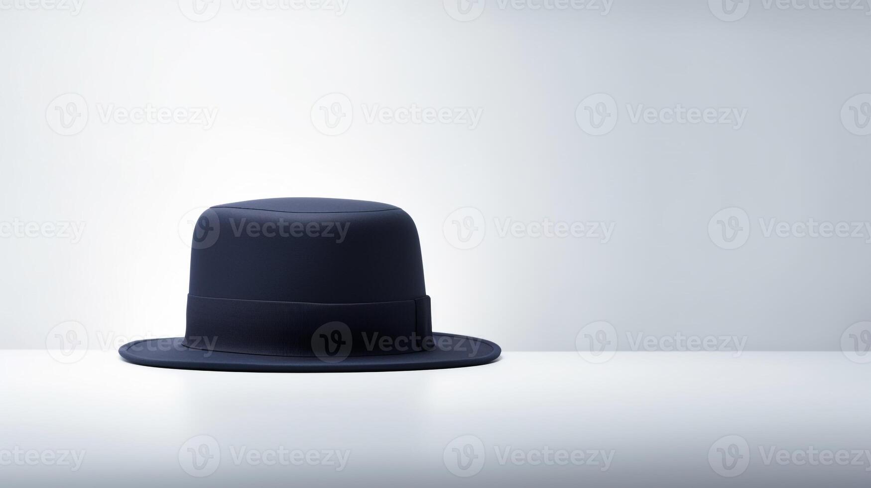 AI generated Photo of Navy Blue Boater Hat isolated on white background. AI Generated