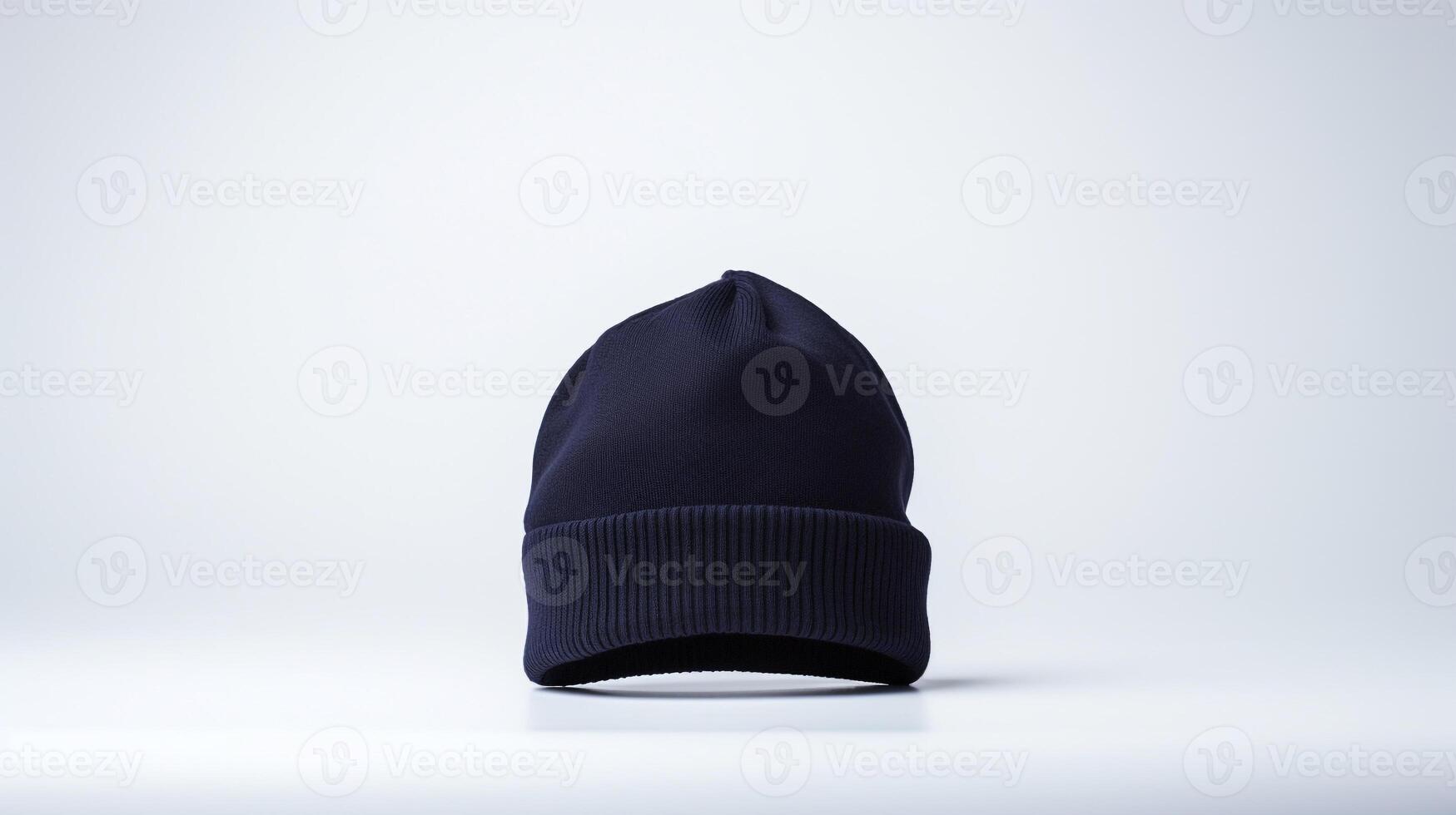 AI generated Photo of Navy Blue Beanie cap isolated on white background. AI Generated