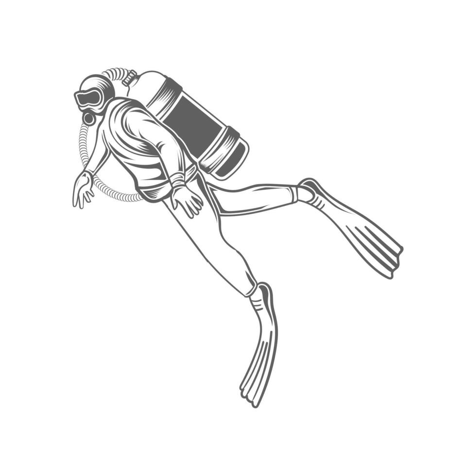 a scuba diver underwater vector  design