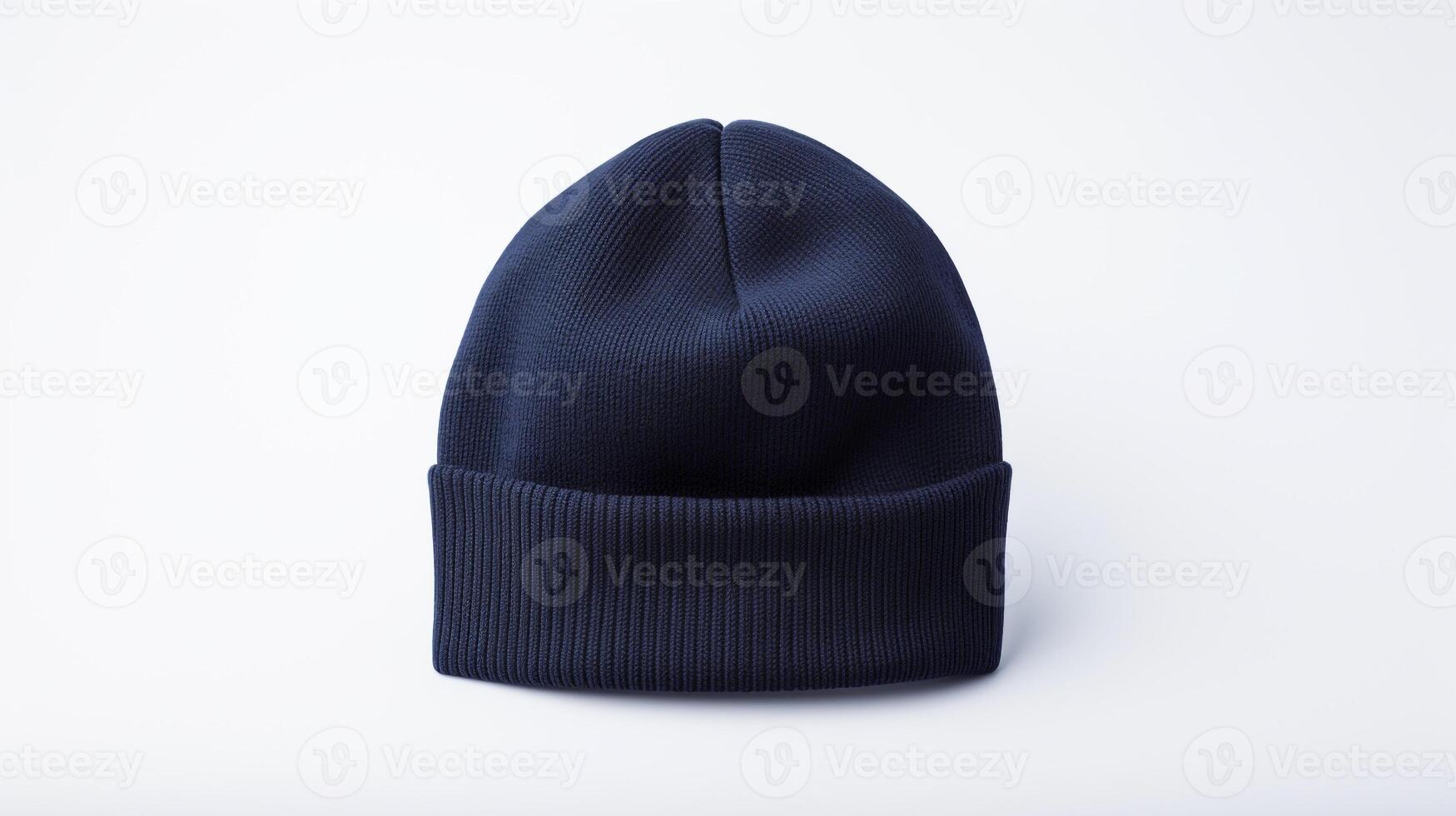 AI generated Photo of Navy Blue Beanie cap isolated on white background. AI Generated