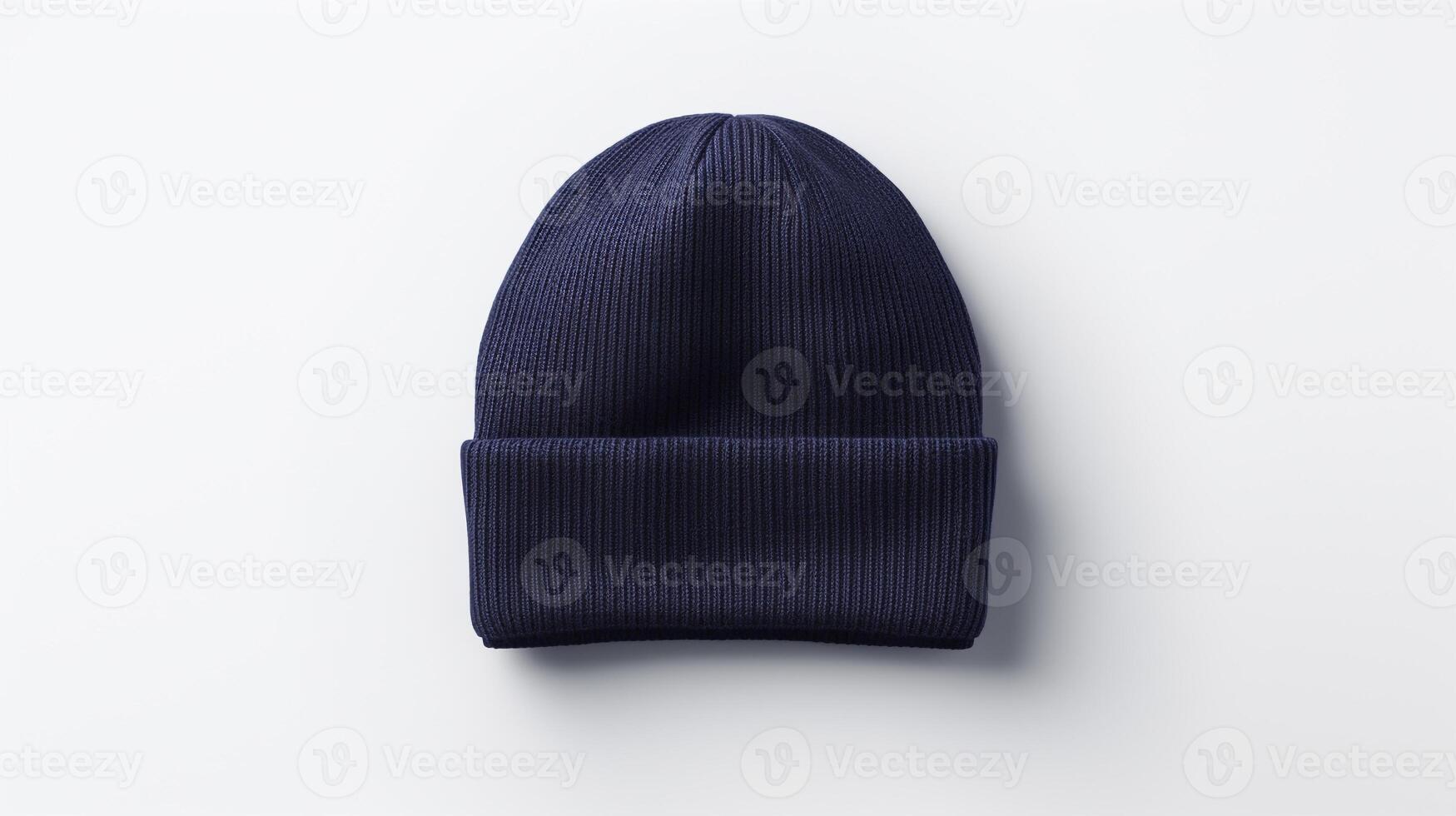 AI generated Photo of Navy Blue Beanie Hat isolated on white background. AI Generated