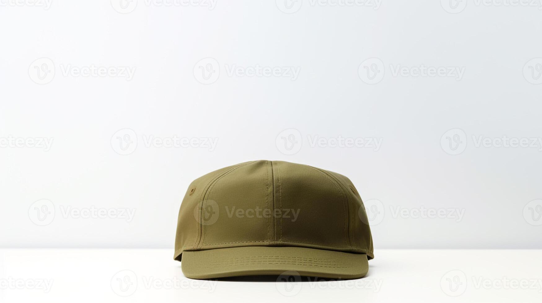 AI generated Photo of Khaki Military Cap isolated on white background. AI Generated