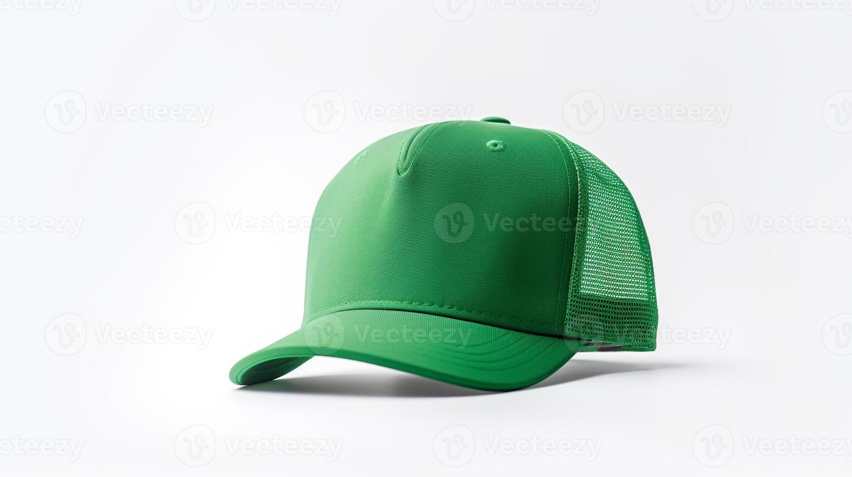 AI generated Photo of Green Trucker Cap isolated on white background. AI Generated